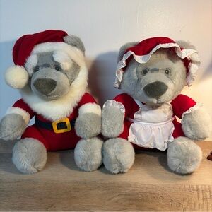 Dakin 1987 Plush Santa And Mrs Claus Teddy Bears